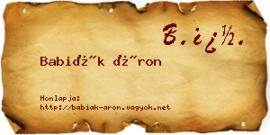 Babiák Áron névjegykártya